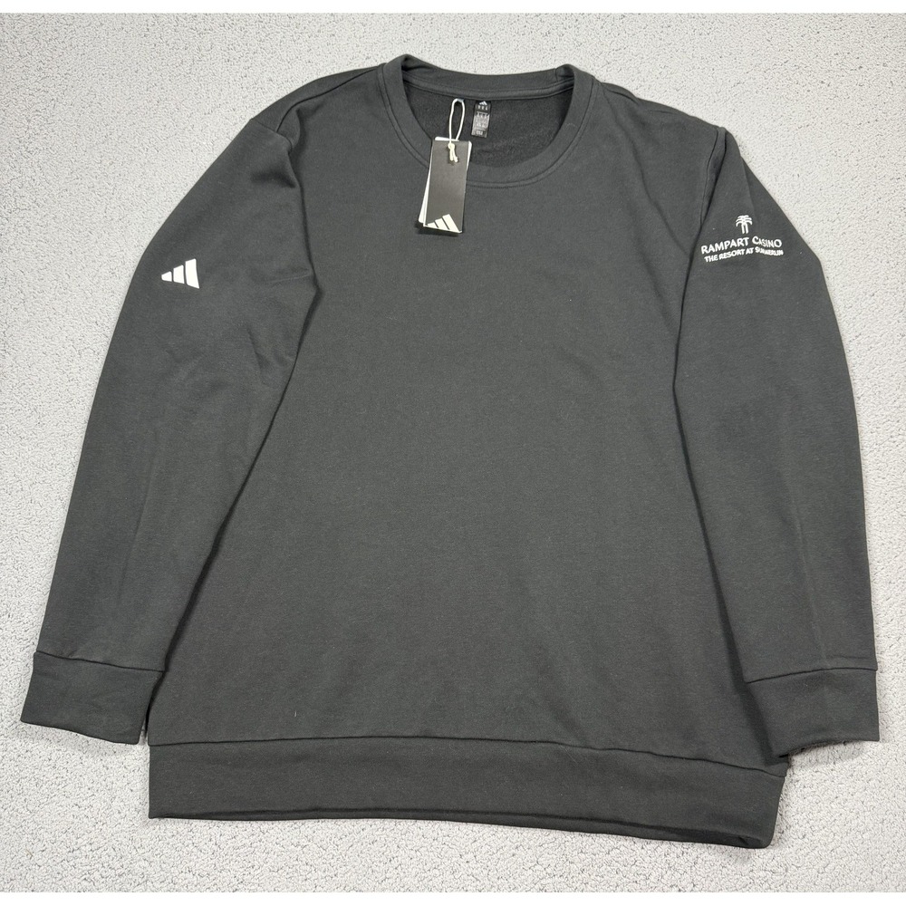 NWT Adidas Golf Sweatshirt Mens XL Black Crewneck Pullover Rampart Casino GL5389